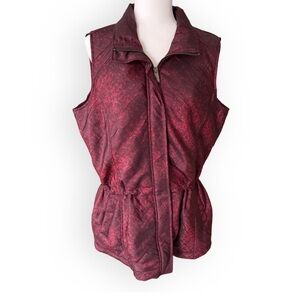 Coldwater Creek Burgundy Print Cinch Waist Vest Size L